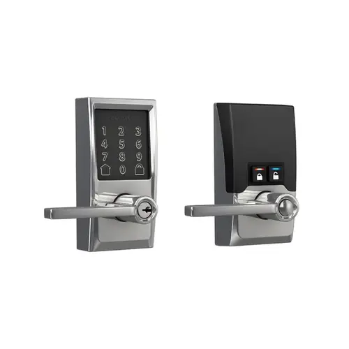Century Encode Smart Wifi Touchscreen Latitude Lever Lock with C Keyway; 16211 Latch; and 10063 Strike Bright Chrome Finish Century Encode Smart Wifi Touchscreen Latitude Lever Lock with C Keyway; 16211 Latch; and 10063 Strike Bright Chrome Finish
