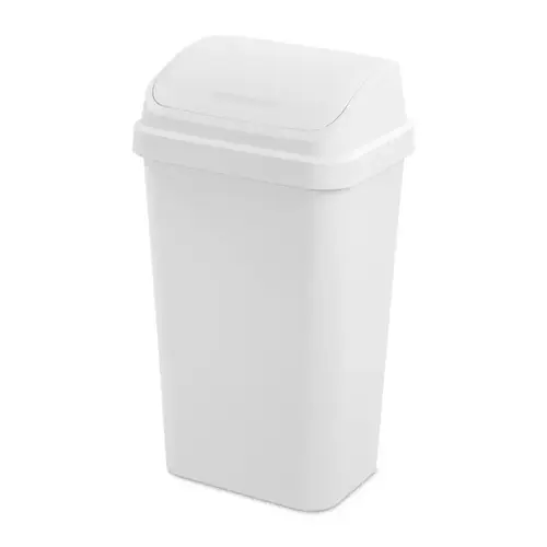 Trash Can SwingTop 13 gal White Polypropylene White Trash Can SwingTop 13 gal White Polypropylene White