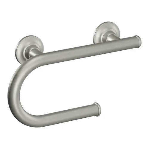 8" Grab Bar with Paper Holder Brushed Nickel Finish 8" Grab Bar with Paper Holder Brushed Nickel Finish