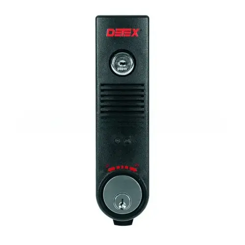 Exit Alarm, Surface Mount, Battery Powered, Mortise Cylinder, Two MS-1059S Magnetic Switches, with Key Stop and Status Indicator, Black Exit Alarm, Surface Mount, Battery Powered, Mortise Cylinder, Two MS-1059S Magnetic Switches, with Key Stop and Status Indicator, Black