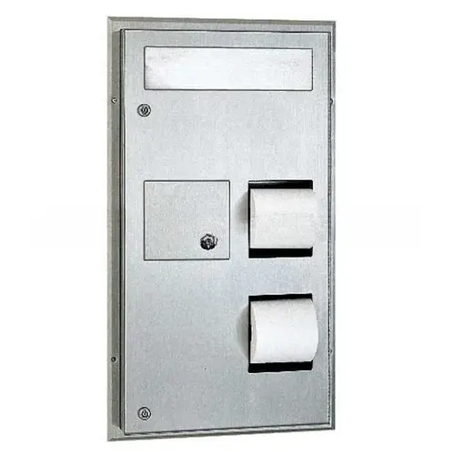 Seat-Cover Dispenser Sanitary Napkin Disposal and Toilet Tissue Dispenser Satin Stainless Steel