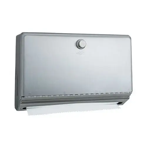 Surface Mounted Paper Towel Dispenser with Knob Latch for 200 C Fold or 275 Multi Fold Satin Stainless Steel Finish