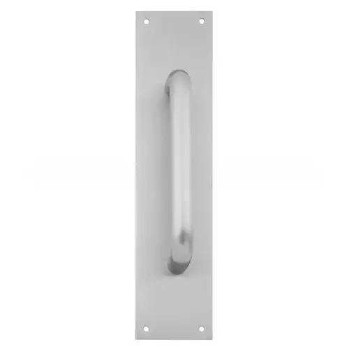 10" Straight Pull 1" Round with 4" x 16" Plate Satin Stainless Steel Finish 10" Straight Pull 1" Round with 4" x 16" Plate Satin Stainless Steel Finish
