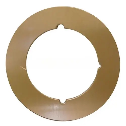 3-1/2" Scar Plate with 2-1/8" Hole and Through Bolt Knotches Satin Bronze Finish 3-1/2" Scar Plate with 2-1/8" Hole and Through Bolt Knotches Satin Bronze Finish