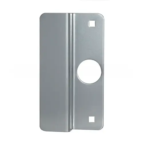 2-5/8" x 6-1/2" Latch Protector for Center Hung Outswing Aluminum Doors 1-1/8" Offset Silver Coated Finish 2-5/8" x 6-1/2" Latch Protector for Center Hung Outswing Aluminum Doors 1-1/8" Offset Silver Coated Finish