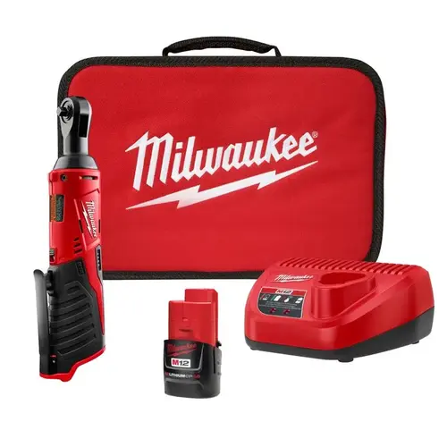 Ratchet Kit, Battery Included, 12 V, 1.5 Ah, 3/8 in Drive, 0 to 250 rpm Speed Red Ratchet Kit, Battery Included, 12 V, 1.5 Ah, 3/8 in Drive, 0 to 250 rpm Speed Red