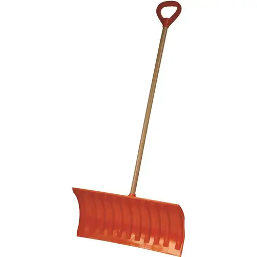 Bigfoot Series 25 in. Poly Pusher Snow Shovel with Wooden Handle Bigfoot Series 25 in. Poly Pusher Snow Shovel with Wooden Handle