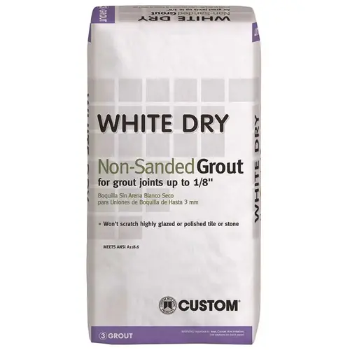 Non-Sanded Grout, Powder, Characteristic, White, 25 lb Bag