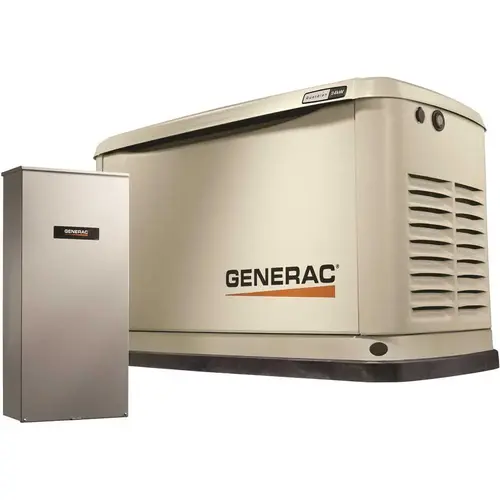 Guardian 24,000-Watt (LP)/21,000-Watt (NG) Air-Cooled Whole House Generator with Wi-Fi and 200-Amp Transfer Switch Gray Guardian 24,000-Watt (LP)/21,000-Watt (NG) Air-Cooled Whole House Generator with Wi-Fi and 200-Amp Transfer Switch Gray
