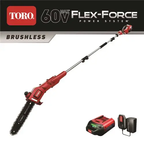 10 in. 60-Volt Lithium Ion Cordless Electric Pole Saw - Battery and Charger Included Red 10 in. 60-Volt Lithium Ion Cordless Electric Pole Saw - Battery and Charger Included Red