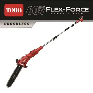 TORO CO M/R BLWR/TRMMR 51870T 10 in. 60-Volt Max Lithium-Ion Brushless Cordless Pole Saw - Battery and Charger Not Included Red