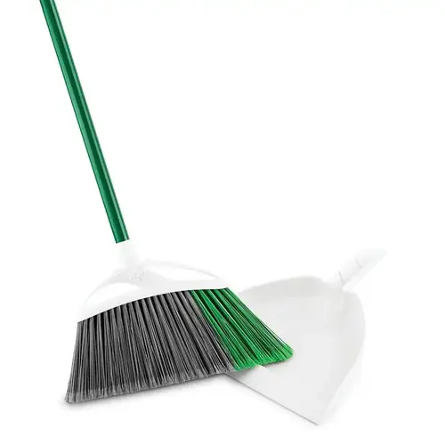 Precision Angle Broom, 15 in Sweep Face, 6-1/2 in L Trim, Fiber Bristle, Green/Gray Bristle White Precision Angle Broom, 15 in Sweep Face, 6-1/2 in L Trim, Fiber Bristle, Green/Gray Bristle White
