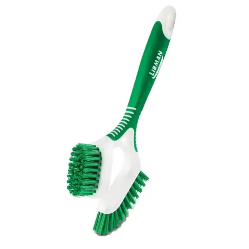 Dual-Sided Tile and Grout Brush, 1 in L Trim, Polyester, Green, Green