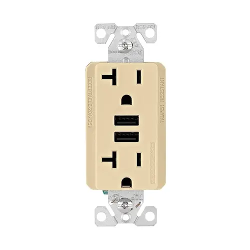 RECEPTACLE DP 3.6A USB IVR 20A