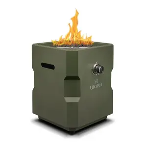 Ukiah TK-1043-DG Portable Fire Pit, 16.73 in OAW, 19.88 in OAD, 18.11 in OAH, Rectangular, Propane, Electric Ignition Green