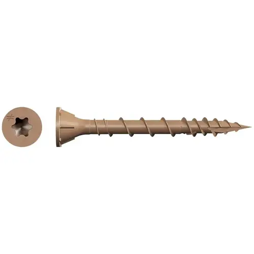 Deck-Drive DSVT Deck Screw, #8 Thread, 1-1/4 in L, Variable Thread, Ribbed Flat Head Tan Deck-Drive DSVT Deck Screw, #8 Thread, 1-1/4 in L, Variable Thread, Ribbed Flat Head Tan