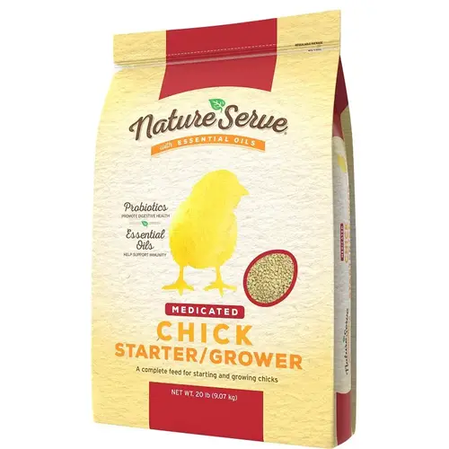 Medicated Chick Starter Grower Feed with Essential Oils, 20 Lbs.