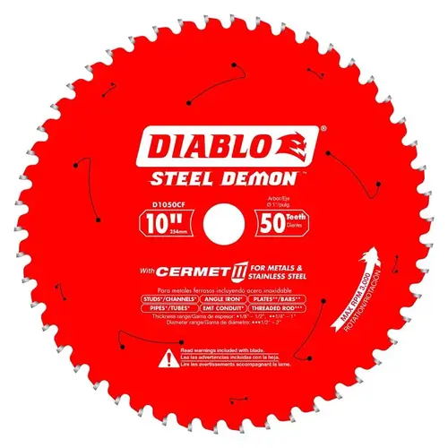 Circular Saw Blade Steel Demon 10" D X 1" Cermet Carbide 50 teeth Circular Saw Blade Steel Demon 10" D X 1" Cermet Carbide 50 teeth
