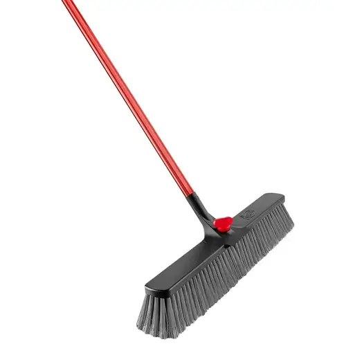 Rough Surface Push Broom, 25-1/2 in Sweep Face, 4 in L Trim, Recycled PET Bristle, 64 in L, Bolt, Gray/Red Rough Surface Push Broom, 25-1/2 in Sweep Face, 4 in L Trim, Recycled PET Bristle, 64 in L, Bolt, Gray/Red