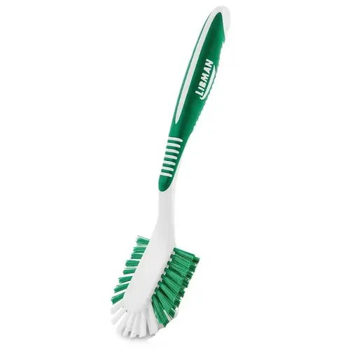 Kitchen Brush 2.4" W Hard Bristle 8" Rubber Handle Green/White