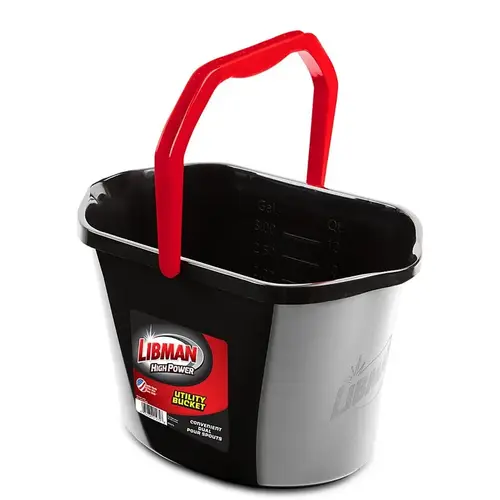 Oval Utility Bucket, 3.5 gal Capacity, 15.81 in Dia, Polymer, Black