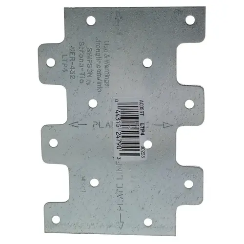LTP Lateral Tie Plate, 4-1/4 in W, 3 in H, Steel, Galvanized/Zinc