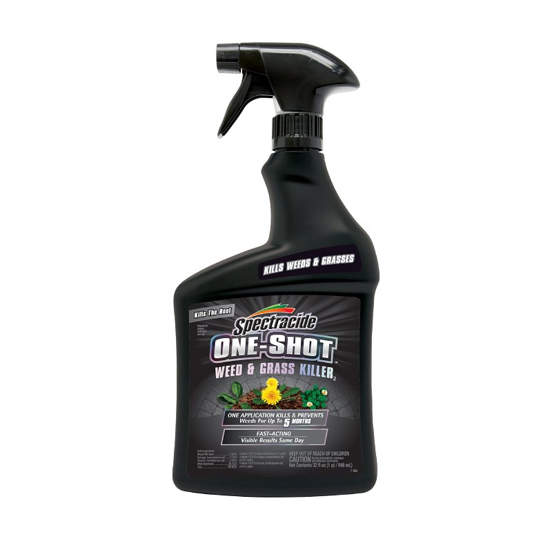 SPECTRACIDE HG-67184 ONE-SHOT Weed and Grass Killer, Liquid, Clear/Pale Yellow, 32 fl-oz Bottle