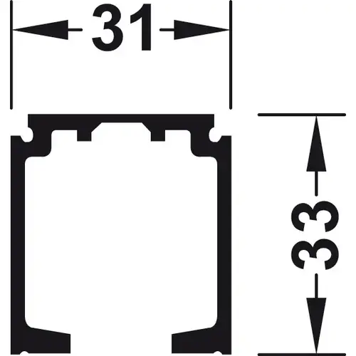 Single Running Track, Pre-drilled, W x H: 31 x 33 mm 6' 6 3/4" For Slido D-Line11, Clear Anodized Finish, Length: 6' 6 3/4" (2 m) Silver colored, anodized