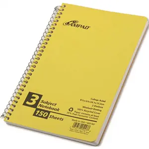 AMPAD/DIV. OF AMERCN PD&PPR 10159906 SMALL SIZE NOTEBOOK, COLLEGE/MEDIUM RULE, 6 IN. X 9-1/2 IN., WHITE, 150 SHEETS PER PAD