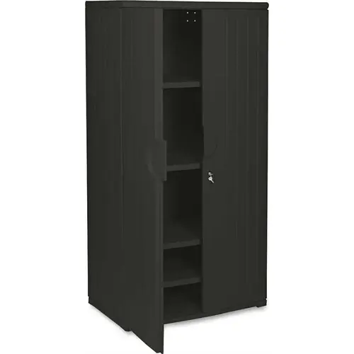 OFFICEWORKS RESIN STORAGE CABINET, 36W X 22D X 72H, BLACK