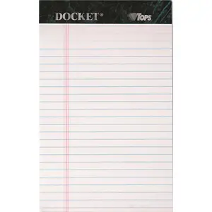 TOPS BUSINESS FORMS 10138800 DOCKET RULED PERFORATED PADS, LEGAL RULE, 5 X 8, WHITE, 12 50-SHEET PADS/PACK