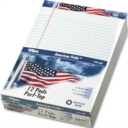 AMERICAN PRIDE WRITING PAD, LGL RULE, 8-1/2 X 11-3/4, WHITE, 50-SHEET
