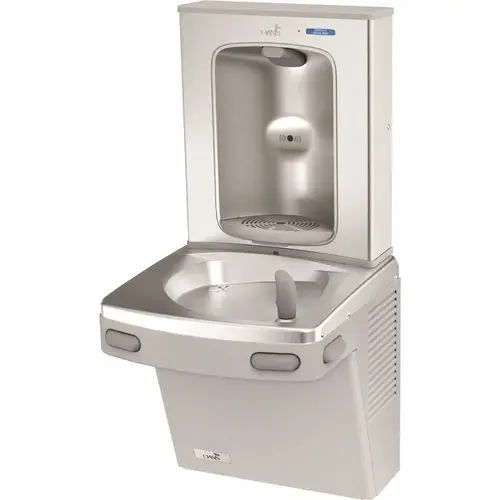 Single-Level Refrigerated Ada Drinking Fountain With Contactless Bottle Filler In Greystone Finish Single-Level Refrigerated Ada Drinking Fountain With Contactless Bottle Filler In Greystone Finish