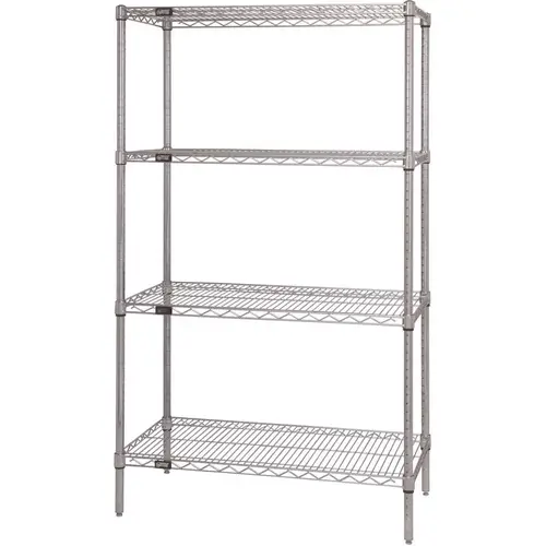 24 in. x 60 in. x 74 in. Chrome Heavy-Duty Storage 4-Tier Wire Shelving 24 in. x 60 in. x 74 in. Chrome Heavy-Duty Storage 4-Tier Wire Shelving