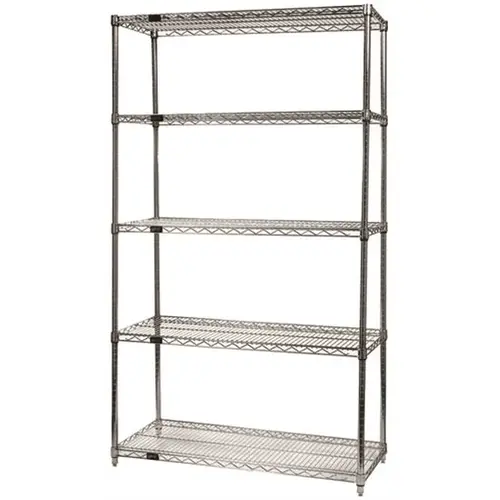 12 in. x 36 in. x 74 in. Chrome Finish Heavy-Duty Storage 4-Tier Wire Shelving 12 in. x 36 in. x 74 in. Chrome Finish Heavy-Duty Storage 4-Tier Wire Shelving