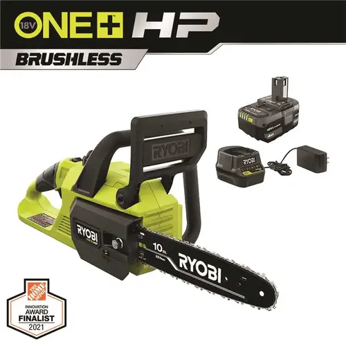 ONE+ HP 18V Brushless 10 in. Battery Chainsaw with 4.0 Ah Battery and Charger Green ONE+ HP 18V Brushless 10 in. Battery Chainsaw with 4.0 Ah Battery and Charger Green
