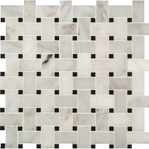 Greecian White Basketweave 12 in. x 12 in. x 10 mm Polished Marble Mosaic Tile (10 sq. ft./case) - pack of 10 Greecian White Basketweave 12 in. x 12 in. x 10 mm Polished Marble Mosaic Tile (10 sq. ft./case) - pack of 10