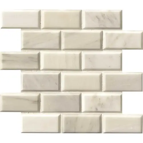 Greecian White Beveled 12 in. x 12 in. x 10mm Polished Marble Mesh-Mounted Mosaic Tile - pack of 10 Greecian White Beveled 12 in. x 12 in. x 10mm Polished Marble Mesh-Mounted Mosaic Tile - pack of 10