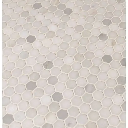 Greecian White Hexagon 12 in. x 12 in. Polished Marble Floor and Wall Tile (0.95 sq. ft./Each) - pack of 10 Greecian White Hexagon 12 in. x 12 in. Polished Marble Floor and Wall Tile (0.95 sq. ft./Each) - pack of 10