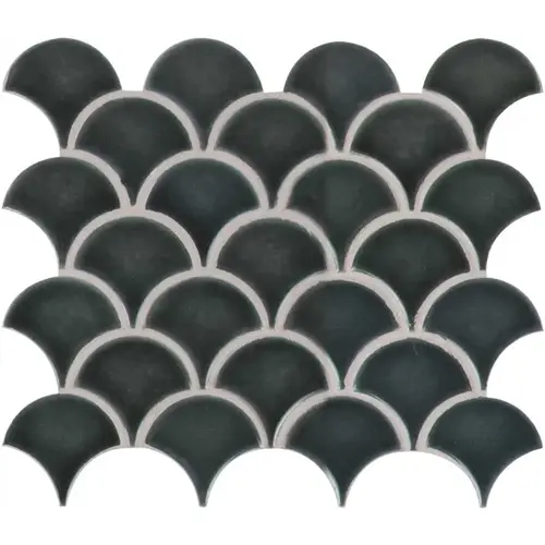Azul Scallop Glossy 13.11 in. x 9.96 in. x 8 mm Glossy Porcelain Mosaic Tile (9.1 sq. ft. / case) - pack of 10 Azul Scallop Glossy 13.11 in. x 9.96 in. x 8 mm Glossy Porcelain Mosaic Tile (9.1 sq. ft. / case) - pack of 10
