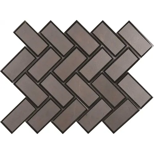 Metallic Gray Bevel Herringbone 12.5 in. x 16.5 in. Glossy Glass Metal Look Wall Tile (10.6 sq. ft./Case) Metallic Gray Bevel Herringbone 12.5 in. x 16.5 in. Glossy Glass Metal Look Wall Tile (10.6 sq. ft./Case)