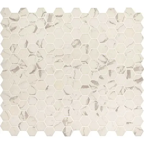 Alabaster Hexagon 12 in. x 13.25 in. Glossy Glass Patterned Look Floor and Wall Tile (14.7 sq. ft./Case) Alabaster Hexagon 12 in. x 13.25 in. Glossy Glass Patterned Look Floor and Wall Tile (14.7 sq. ft./Case)