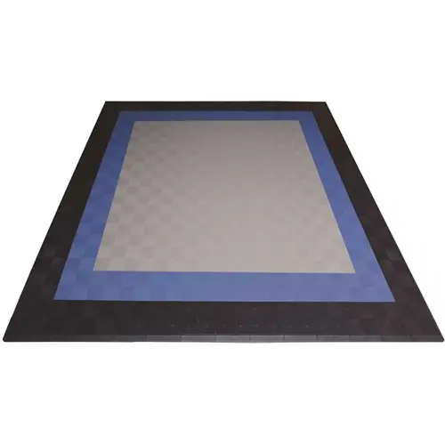 17.5 ft. x 17.5 ft. Silver with Black and Blue Borders Ribtrax Smooth ECO Double Car Pad Kit