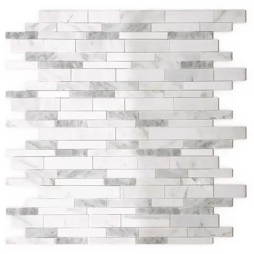 Gray Agate White and Gray 11.65 in. x 11.34 in. x 5 mm Stone Self-Adhesive Wall Mosaic Tile (11.04 sq. ft. /case) - pack of 12