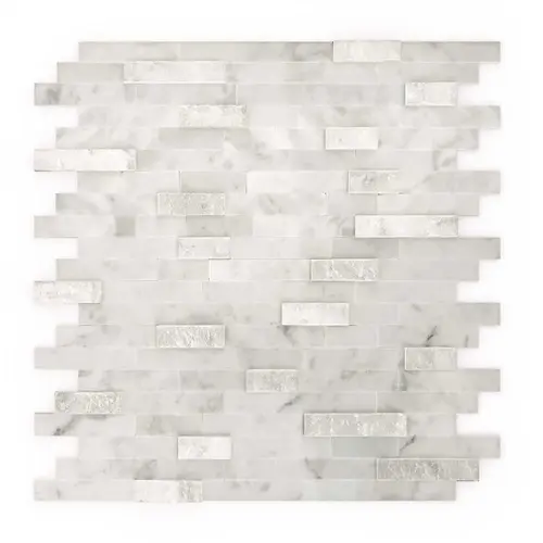 Camarillo White and Gray 11.77 in. x 11.57 in. x 8 mm Stone Self-Adhesive Mosaic Wall Tile (11.4 sq. ft. /case) - pack of 12