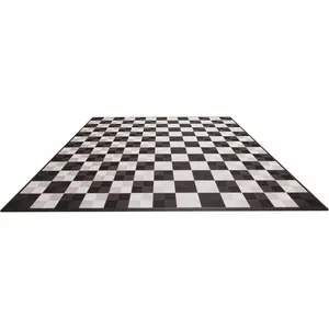 Swisstrax ADBLCP-BLKWH Black and White Checkered Double Car Pad Ribtrax Modular Tile Flooring (268 sq. ft./case)