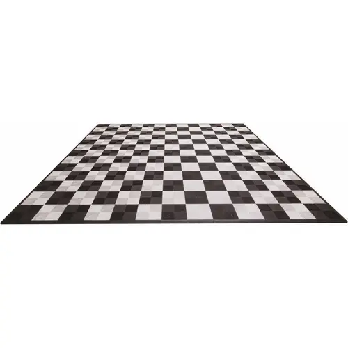 Black and White Checkered Double Car Pad Ribtrax Modular Tile Flooring (268 sq. ft./case)