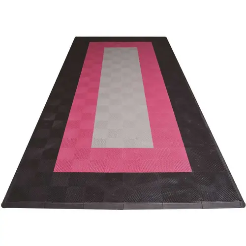 8.3 ft. x 17.5 ft. Silver with Black and Red Borders Ribtrax Smooth ECO Single Car Pad Kit 8.3 ft. x 17.5 ft. Silver with Black and Red Borders Ribtrax Smooth ECO Single Car Pad Kit