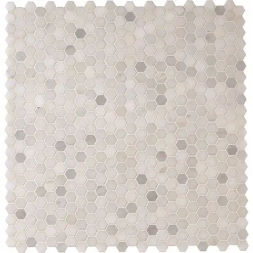 Greecian White Mini Hexagon 12 in. x 12 in. x 10 mm Polished Marble Mesh-Mounted Mosaic Tile (10 sq. ft./Case) - pack of 10 Greecian White Mini Hexagon 12 in. x 12 in. x 10 mm Polished Marble Mesh-Mounted Mosaic Tile (10 sq. ft./Case) - pack of 10
