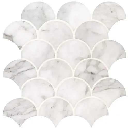 Calacatta Cressa Blanco 12 in. x 14.5 in. Polished Marble Look Floor and Wall Tile (9.3 sq. ft./Case) - pack of 10 Calacatta Cressa Blanco 12 in. x 14.5 in. Polished Marble Look Floor and Wall Tile (9.3 sq. ft./Case) - pack of 10